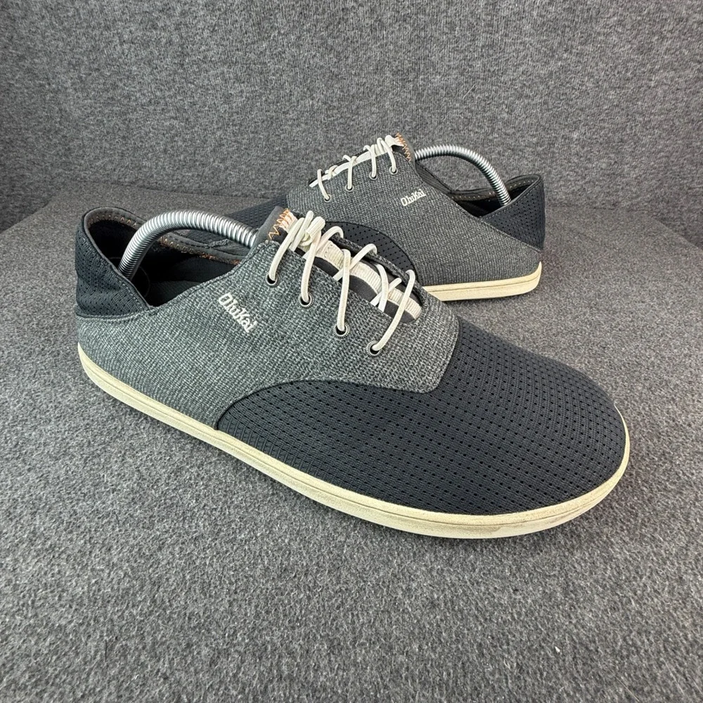 OluKai Nohea Moku Navy Blue Mesh Canvas Boat Shoes Mens 10